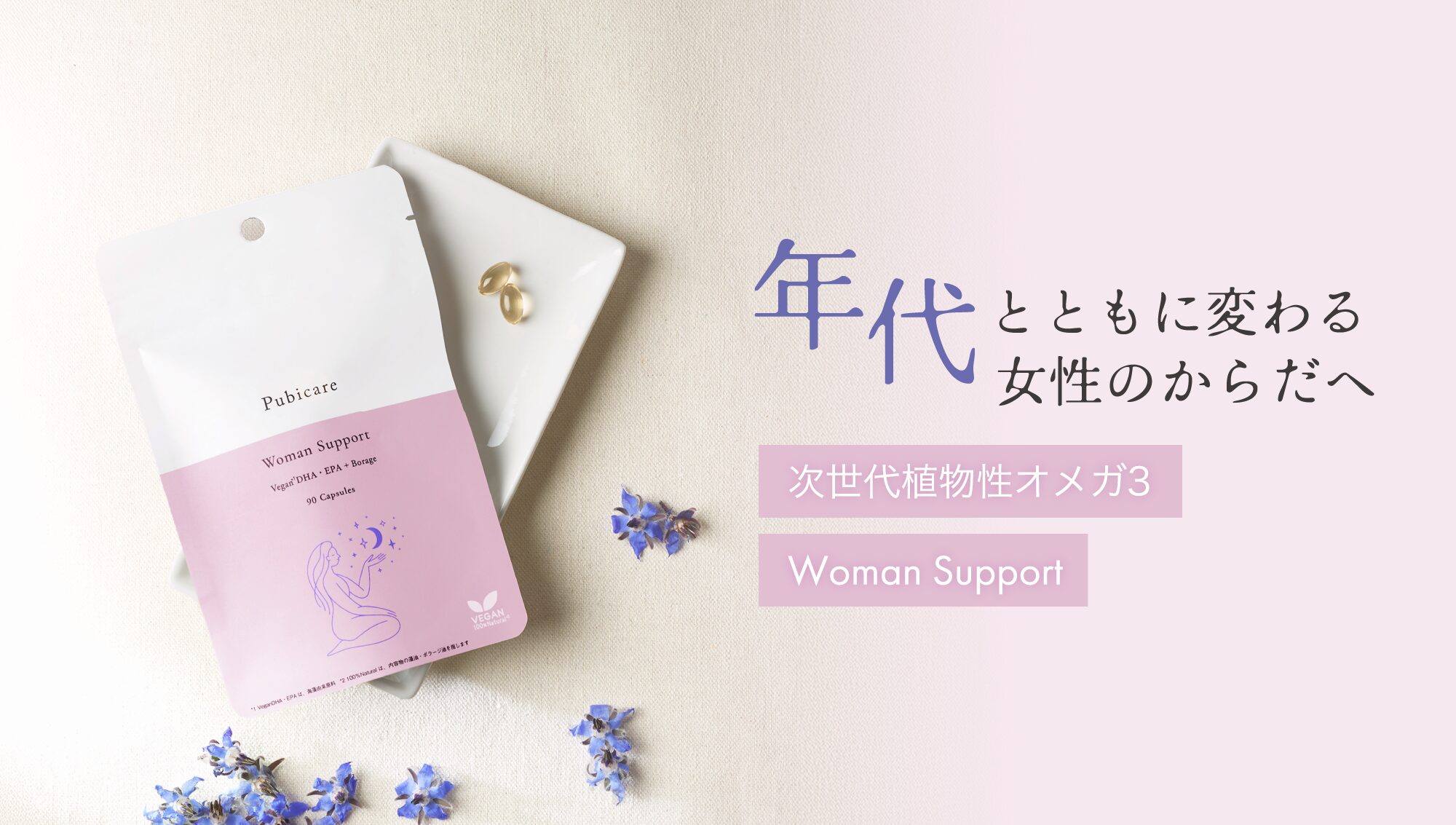 年代とともに変わる女性のからだへ、次世代植物性オメガ3Woman Support